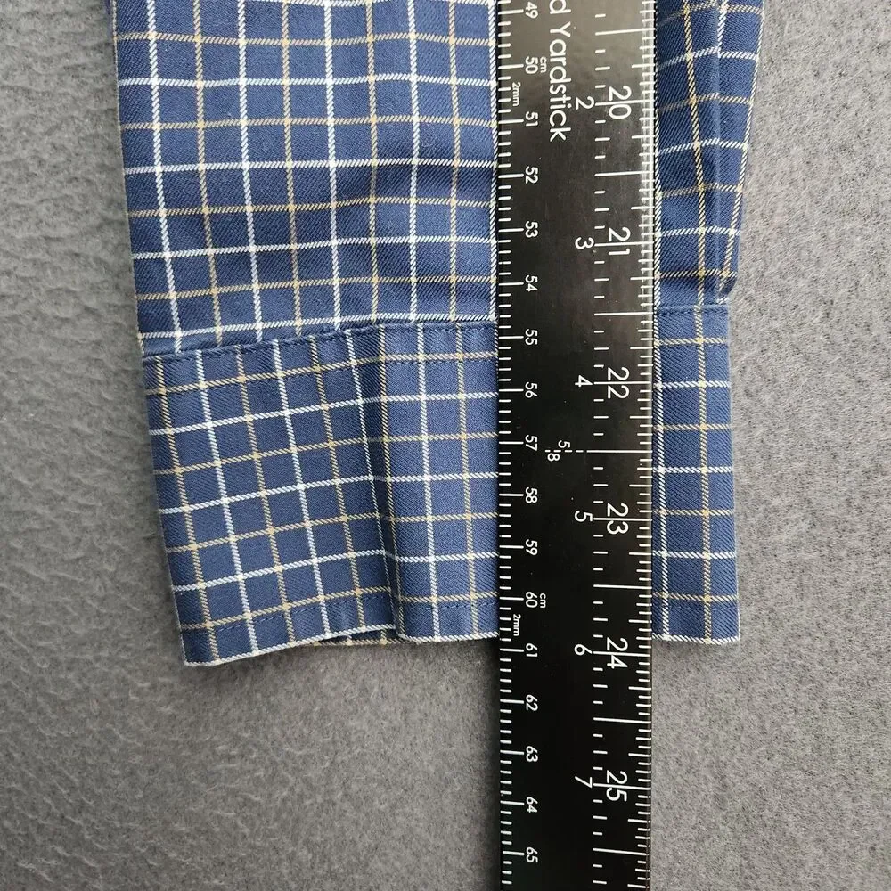 Duluth Trading Co. Dress Shirt Men M Blue Plaid Check Button Down Long Sleeve
